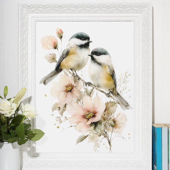 Watercolor Chickadee Bird Portrait Wall Art Print, Unframed - Charming Nature - Picture 7 of 7